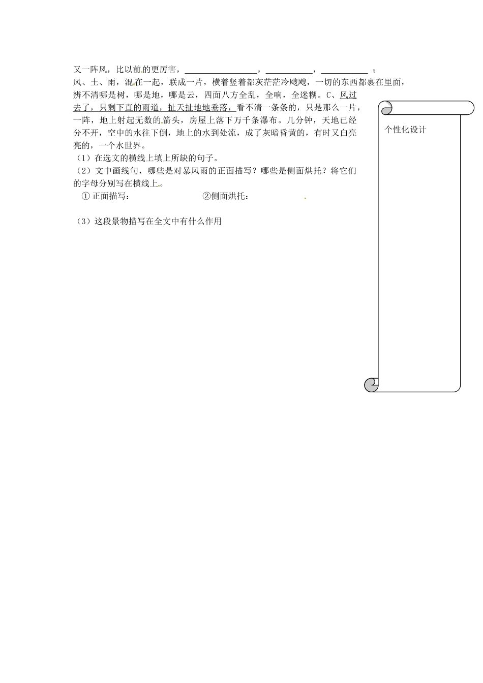 江苏省扬州市邗江区美琪学校九年级语文上册 第7课《在烈日和暴雨下》教学案 苏教版_第2页