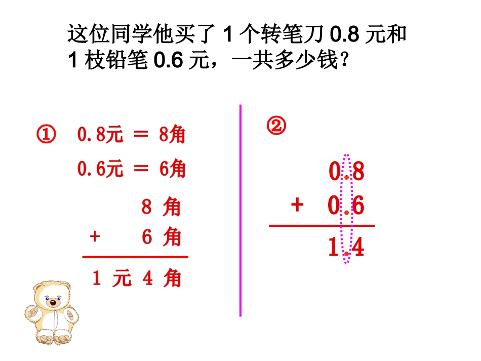 人教2011版小学数学三年级简单小数的加减_第3页