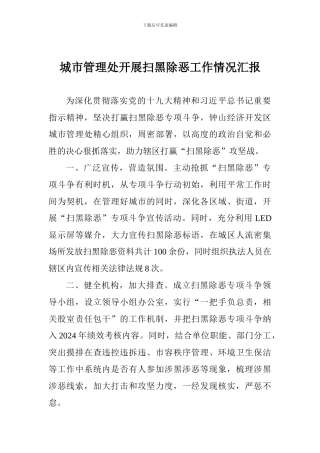城市管理处开展扫黑除恶工作情况汇报