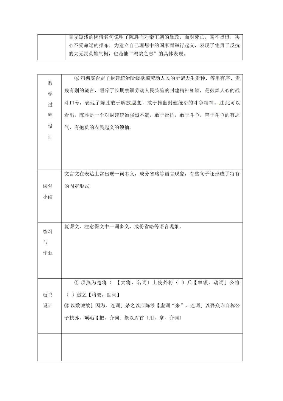 浙江省绍兴县杨汛桥镇中学九年级语文上册 陈涉世家1教学案 人教新课标版_第2页