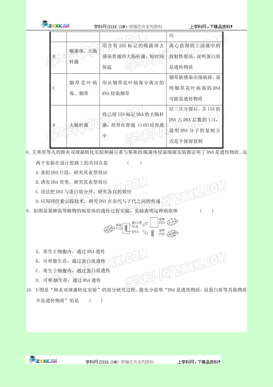 生物：第3章《基因的本质》单元模拟试题(3)(新人教版必修2)_第2页