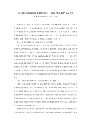 E国培“影子教师”培训总结