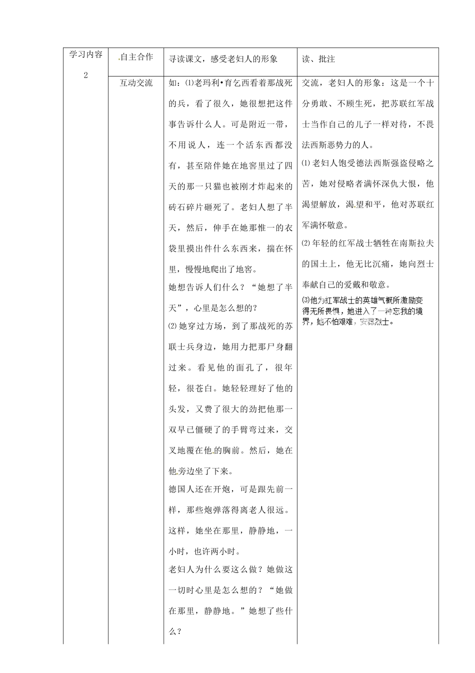 湖北省宜都市红花套镇初级中学八年级语文上册 第一单元 第3课《蜡烛》（第2课时）教案 新人教版_第2页