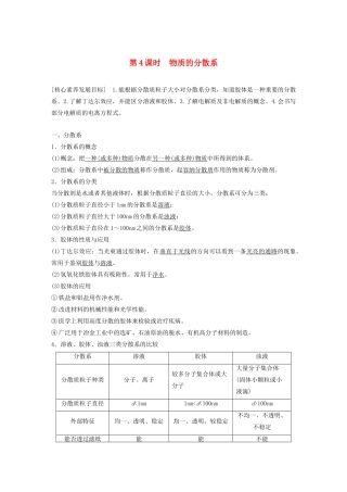 高中化学 专题1 化学家眼中的物质世界 第一单元 第4课时 物质的分散系学案 苏教版必修1-苏教版高中必修1化学学案