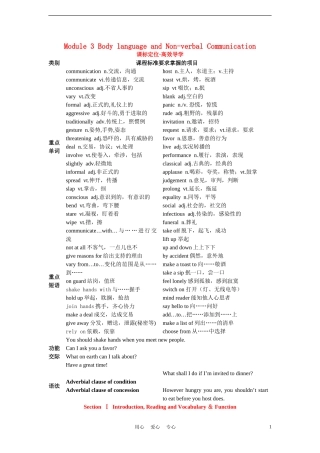 高中英语-Module-3-Body-language-and-Non-verbal-Communication单元学案-外研版必修4