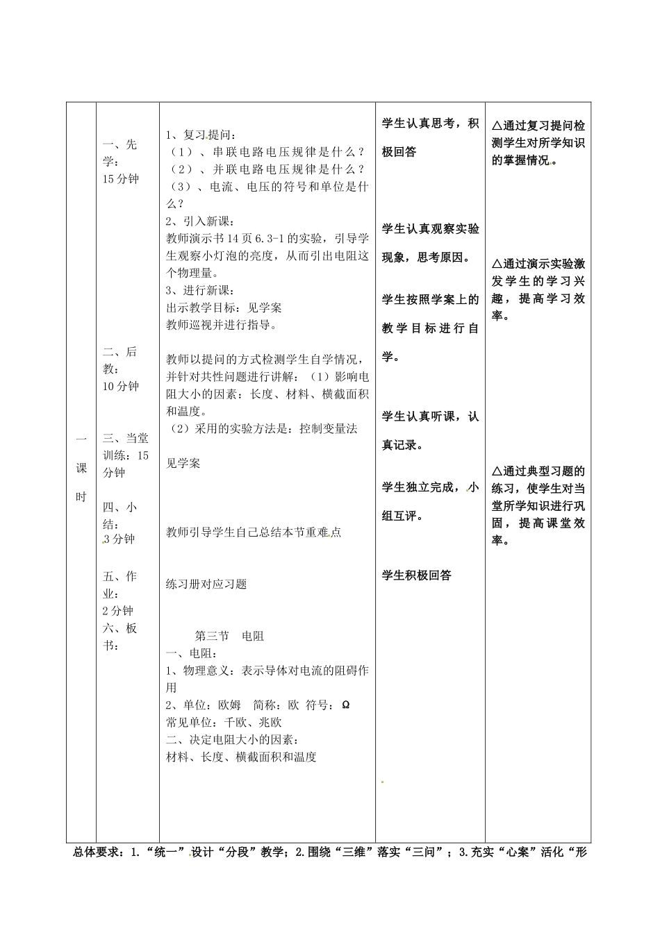 黑龙江省兰西县北安中学八年级物理《电阻》教案 _第3页