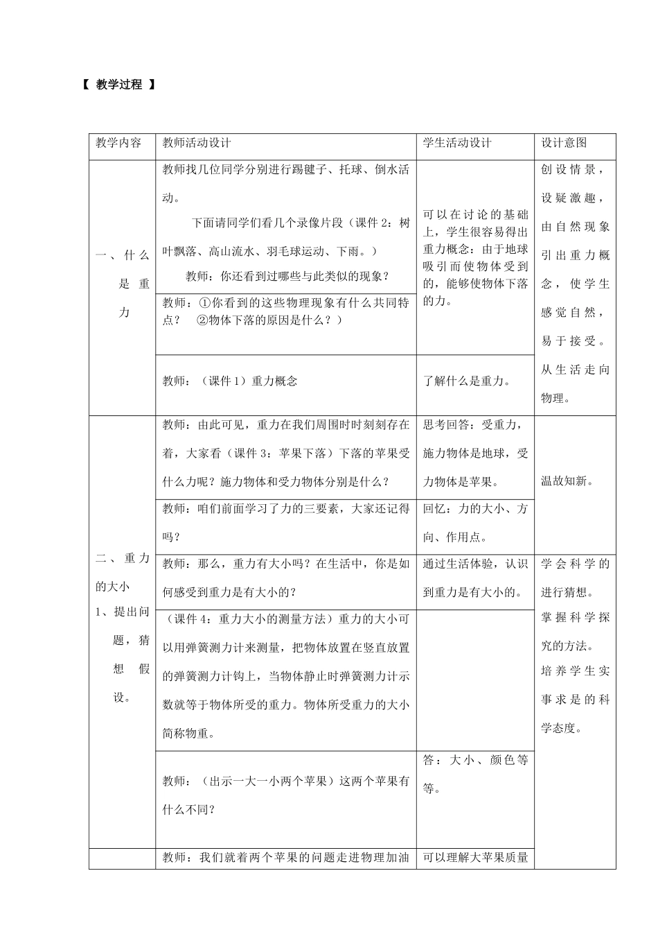 八年级物理全册 6.4 来自地球的力教案 （新版）沪科版-（新版）沪科版初中八年级全册物理教案_第2页