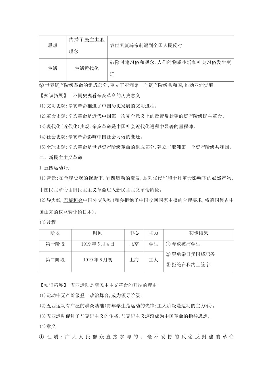 高考历史一轮复习 专题二 近代中国维护国家主权的斗争和民主革命 考点3 近代中国的民主革命导学案 人民版-人民版高三全册历史学案_第3页