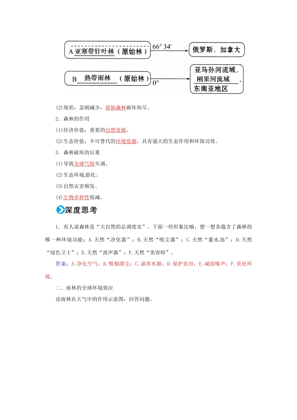 高考地理一轮复习 第三部分 区域可持续发展 第14章 区域生态环境建设 34 森林的开发与保护-以亚马孙热带雨林为例学案-人教版高三全册地理学案_第2页