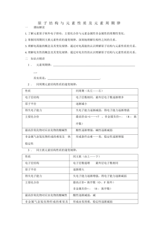高中化学：1.2《原子结构与元素性质》学案（新人教版选修3）