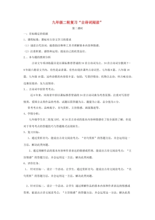 （河南专用）中考语文二轮复习 古诗文阅读 专项训练（第2课时）精品教案 新人教版-新人教版初中九年级全册语文教案