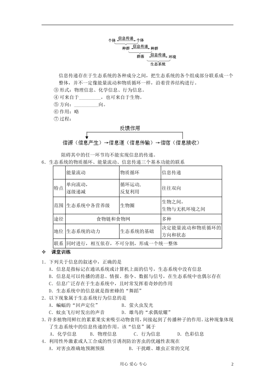 河北省唐山市高中生物 第5章 第4节 生态系统的信息传递学案 新人教版必修3_第2页