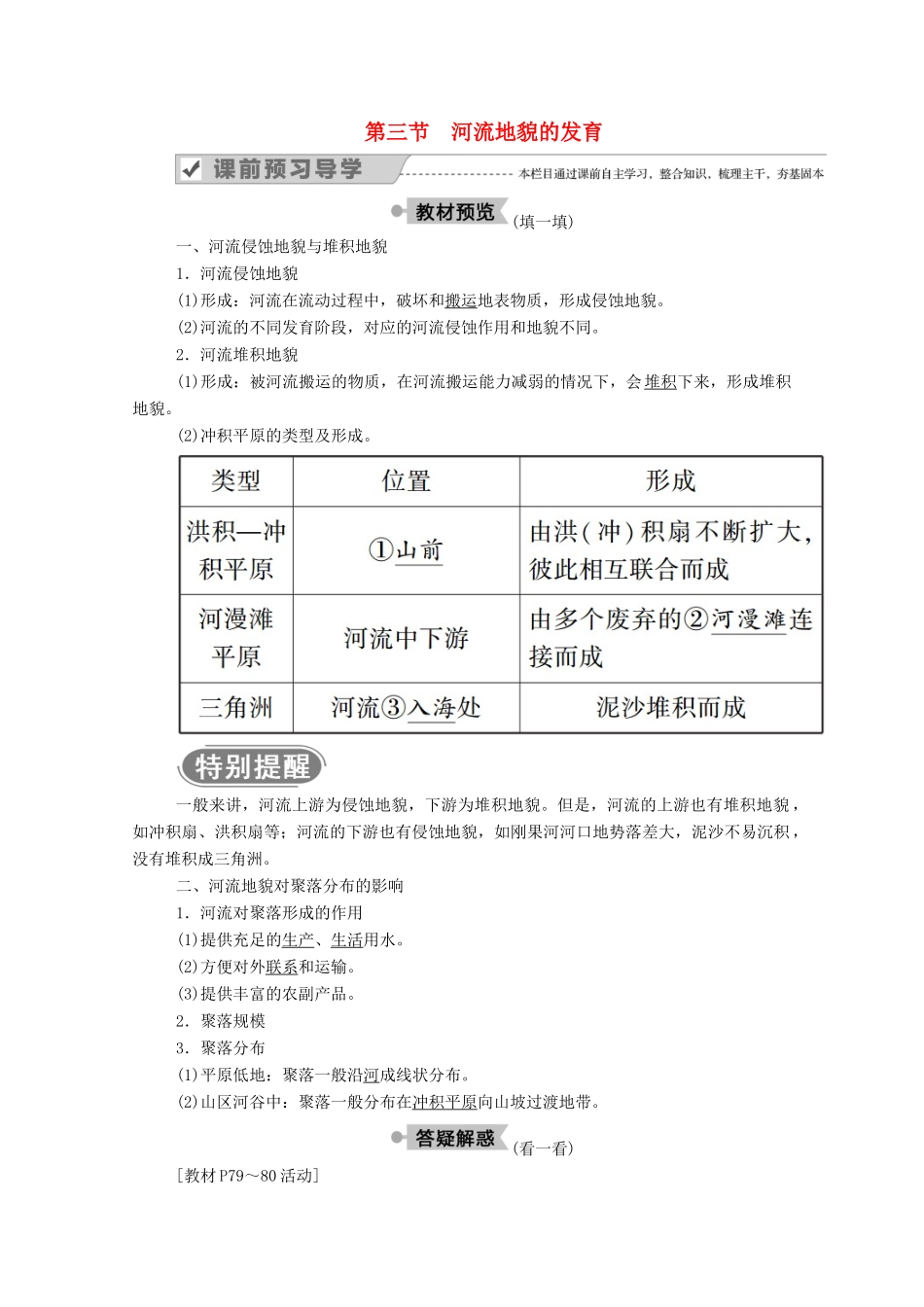高中地理 第四章 地表形态的塑造 第三节 河流地貌的发育学案 新人教版必修1-新人教版高一必修1地理学案_第1页