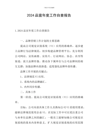 2024品宣年度工作自查报告