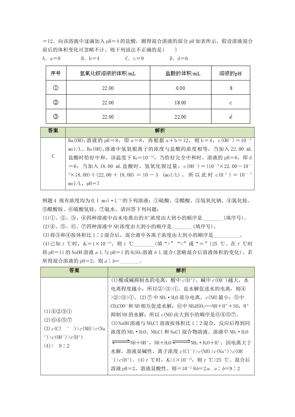 高中化学 第三章 水溶液中的离子平衡章末复习学案 新人教版选修4-新人教版高二选修4化学学案_第3页