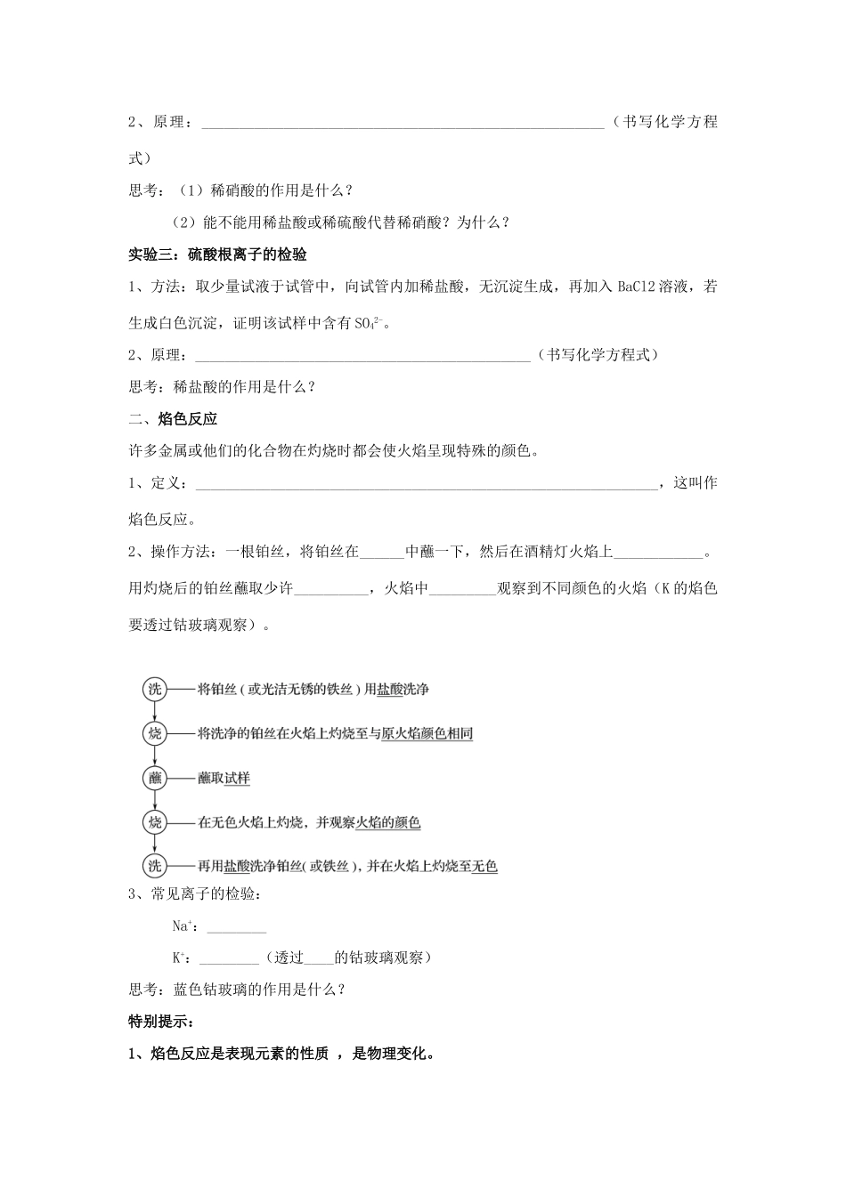 高中化学 2.1.2 物质的检验 物质性质和变化的探究学案（1）苏教版必修第一册-苏教版高一第一册化学学案_第2页