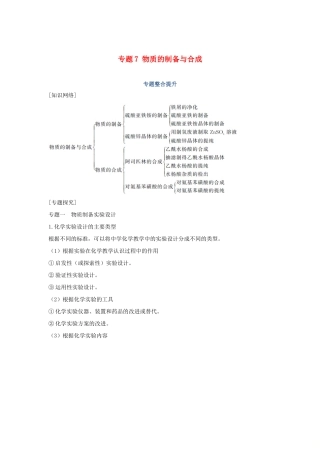 高中化学 专题7 物质的制备与合成专题整合提升学案 苏教版选修6-苏教版高二选修6化学学案