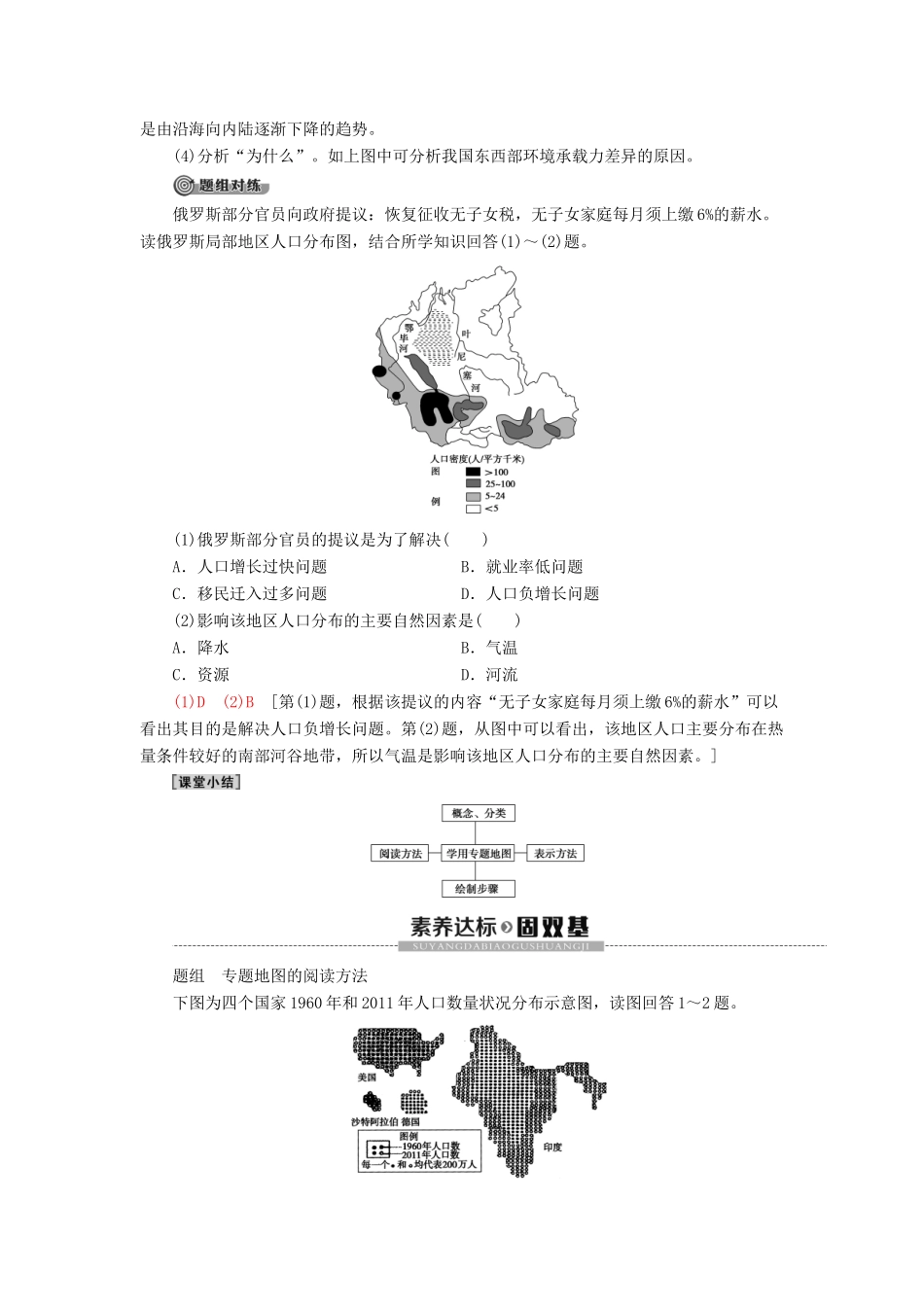 高中地理 第1单元 人口与环境 单元活动 学用专题地图学案 鲁教版必修第二册-鲁教版高一第二册地理学案_第3页