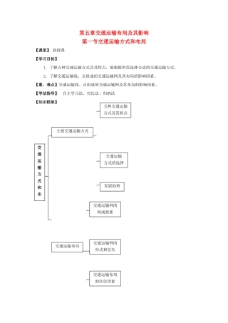 高中地理 第五章 交通运输布局及其影响 5.1 交通运输方式和布局学案 新人教版必修2-新人教版高一必修2地理学案