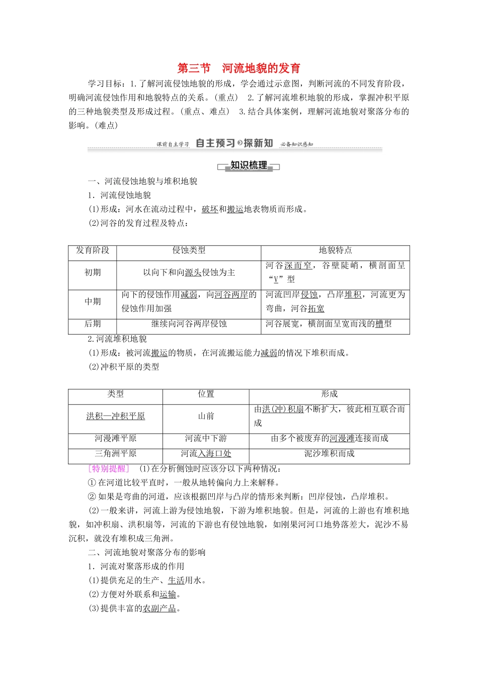 高中地理 第4章 地球形态的塑造 第3节 河流地貌的发育学案 新人教版必修1-新人教版高一必修1地理学案_第1页