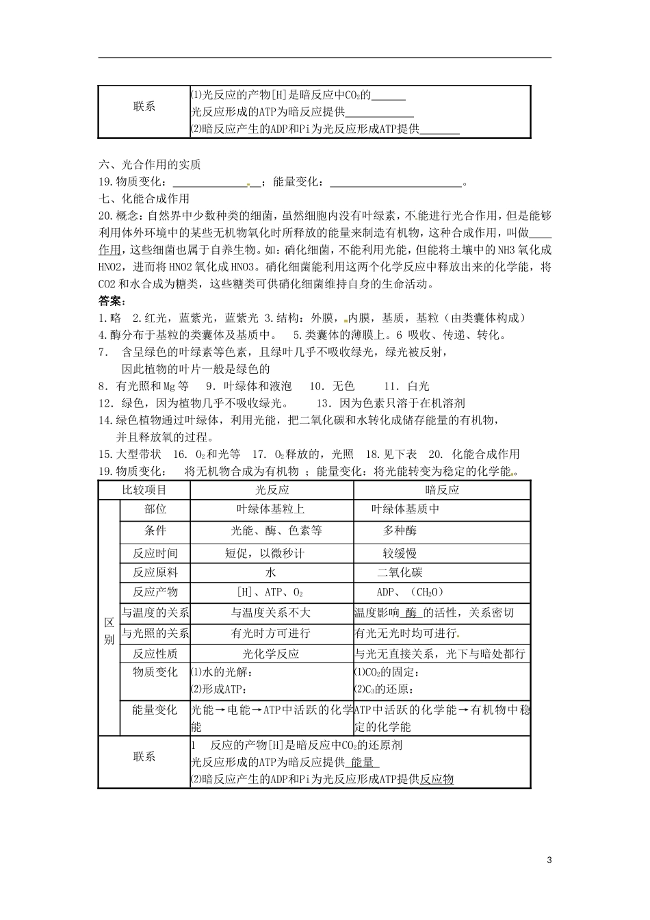 河北省邯郸四中高二生物《5.4能量之源》学案_第3页