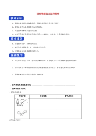 高中化学 1.2.1 研究物质性质的基本方法学案（1）鲁科版必修第一册-鲁科版高中第一册化学学案