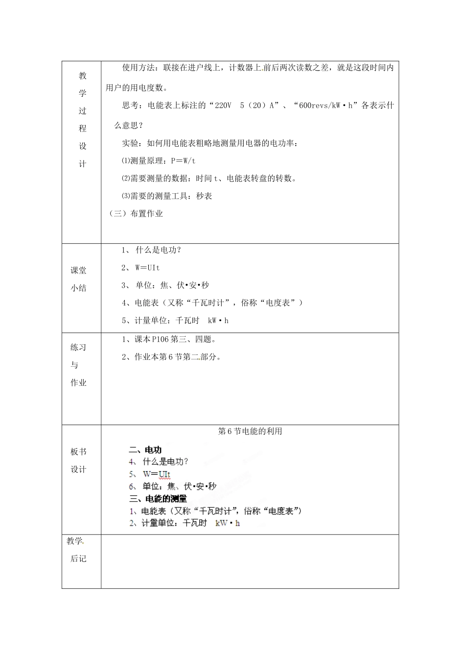 浙江省绍兴县杨汛桥镇中学九年级科学上册《3.6电能的利用（一）》教案 浙教版_第2页