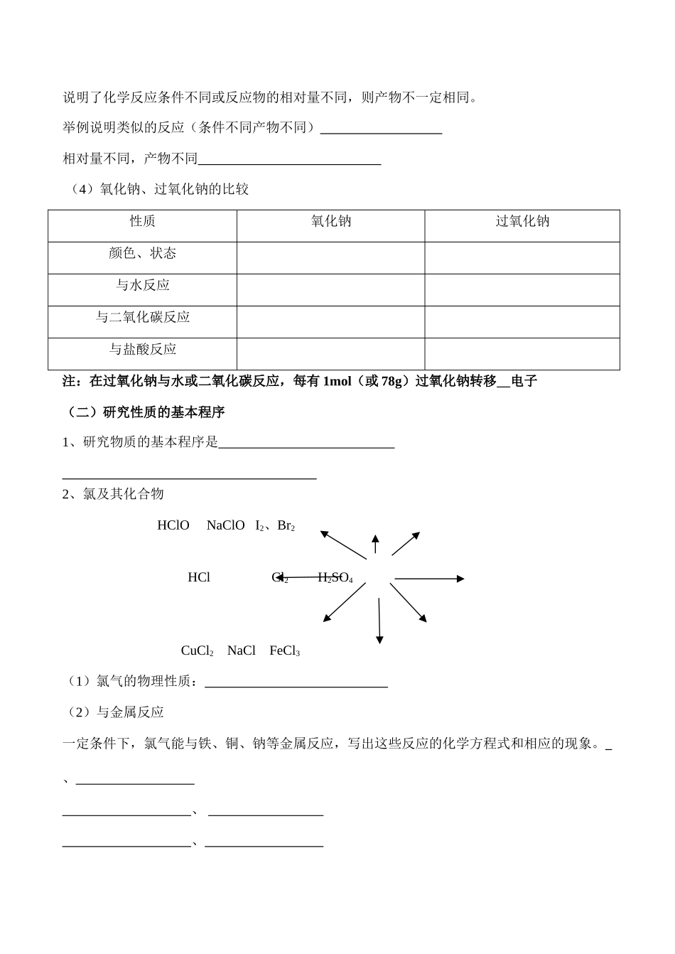 高一化学必修1 第一章《认识化学科学》复习导学案_第2页