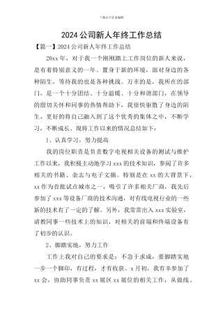 2024公司新人年终工作总结