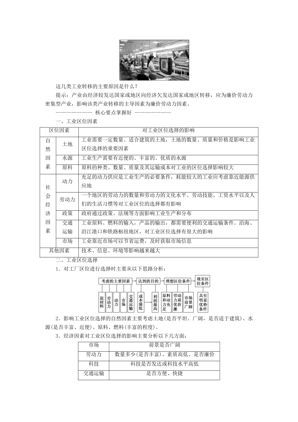高中地理 第四章 工业地域的形成与发展 第一节 工业的区位选择学案（含解析）新人教版必修2-新人教版高一必修2地理学案_第3页