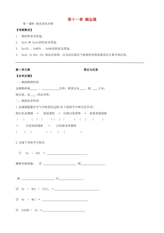 高考化学一轮复习 第十一章 碱金属学案-人教版高三全册化学学案