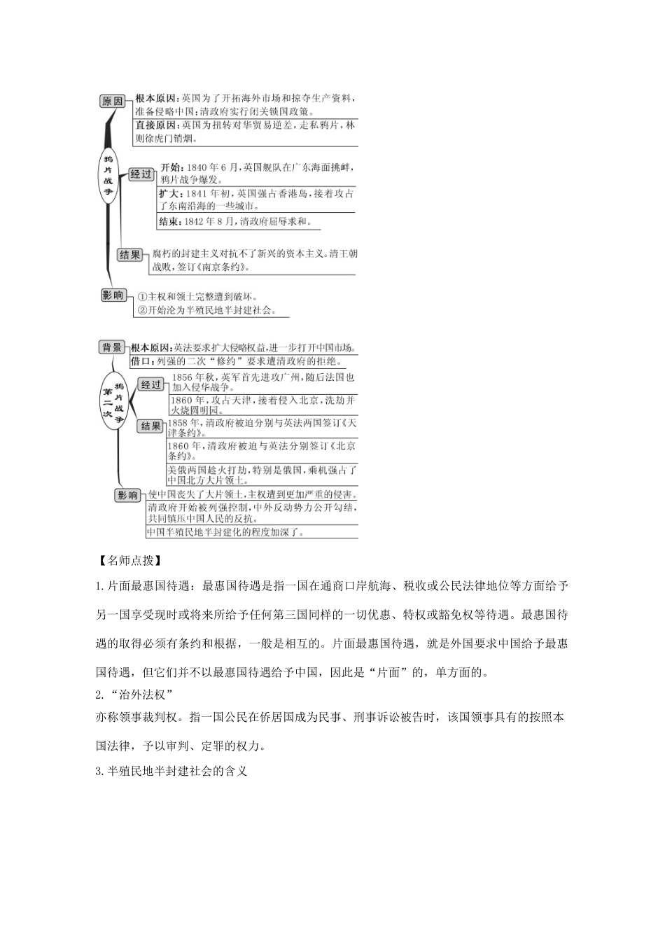 高考历史思维导图一轮复习之政治史 第三单元 近代中国反侵略求民主的潮流 3.9 从鸦片战争到八国联军侵华学案（含解析）新人教版-新人教版高三全册历史学案_第2页