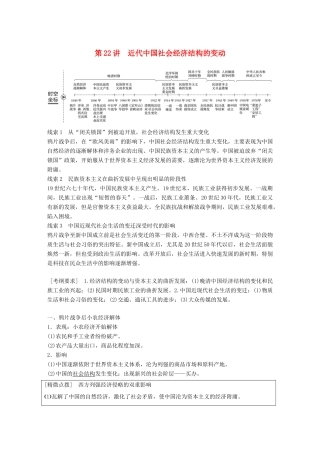 高考历史大一轮复习 第八单元 工业文明对中国的冲击 第22讲 近代中国社会经济结构的变动学案 岳麓版必修2-岳麓版高三必修2历史学案