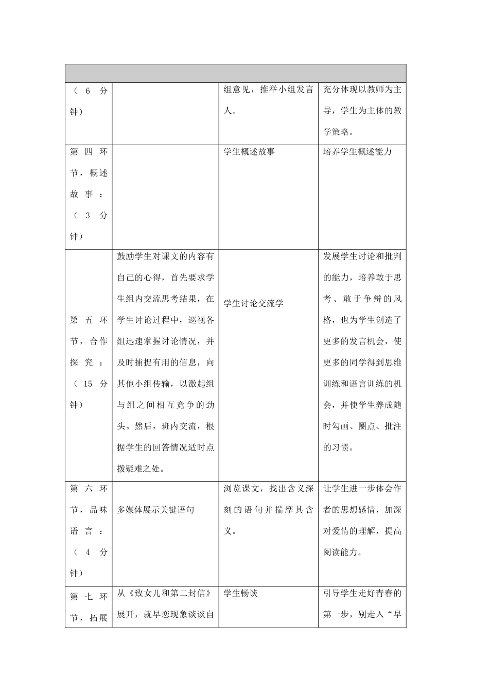 云南省大理市喜洲镇第一中学八年级语文下册《给女儿的信》教案 人教新课标版_第3页