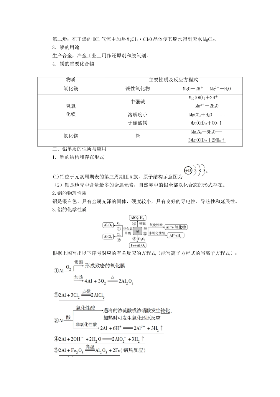 高考化学一轮复习 第3章 金属及其重要化合物 第10讲 镁、铝及其重要化合物学案 新人教版-新人教版高三全册化学学案_第2页