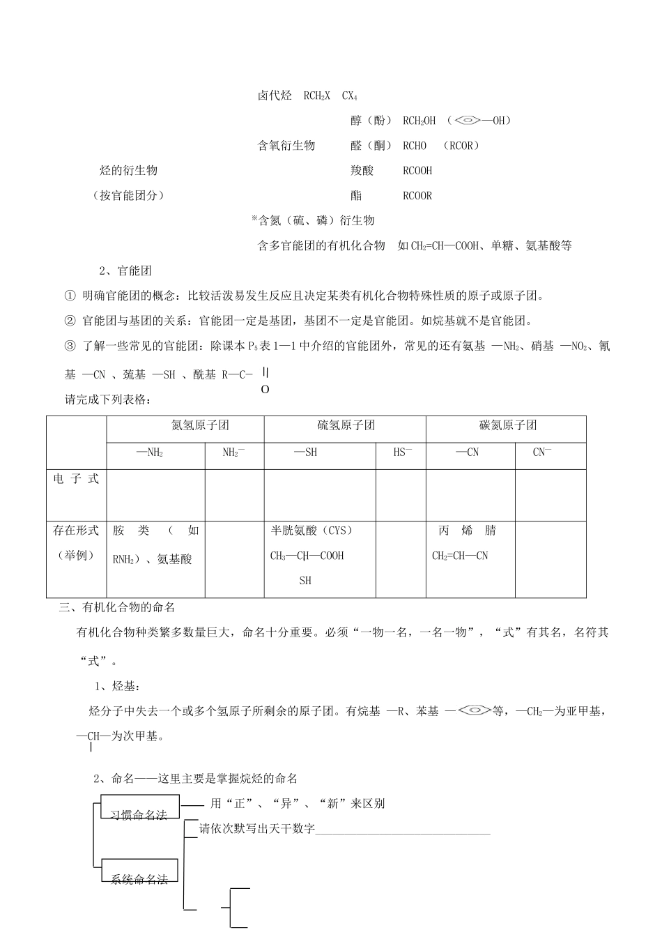 高中化学 有机化学基础学案材料 鲁科版选修5_第2页