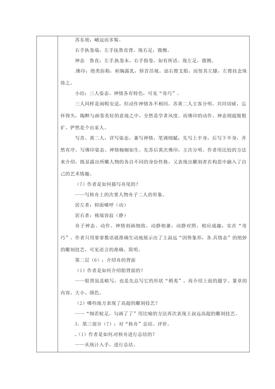 江苏省徐州市铜山区汉王镇中心中学八年级语文上册《核舟记》教案3 新人教版_第3页