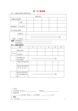 高中化学 1.1《氮和磷》学案 旧人教版必修2