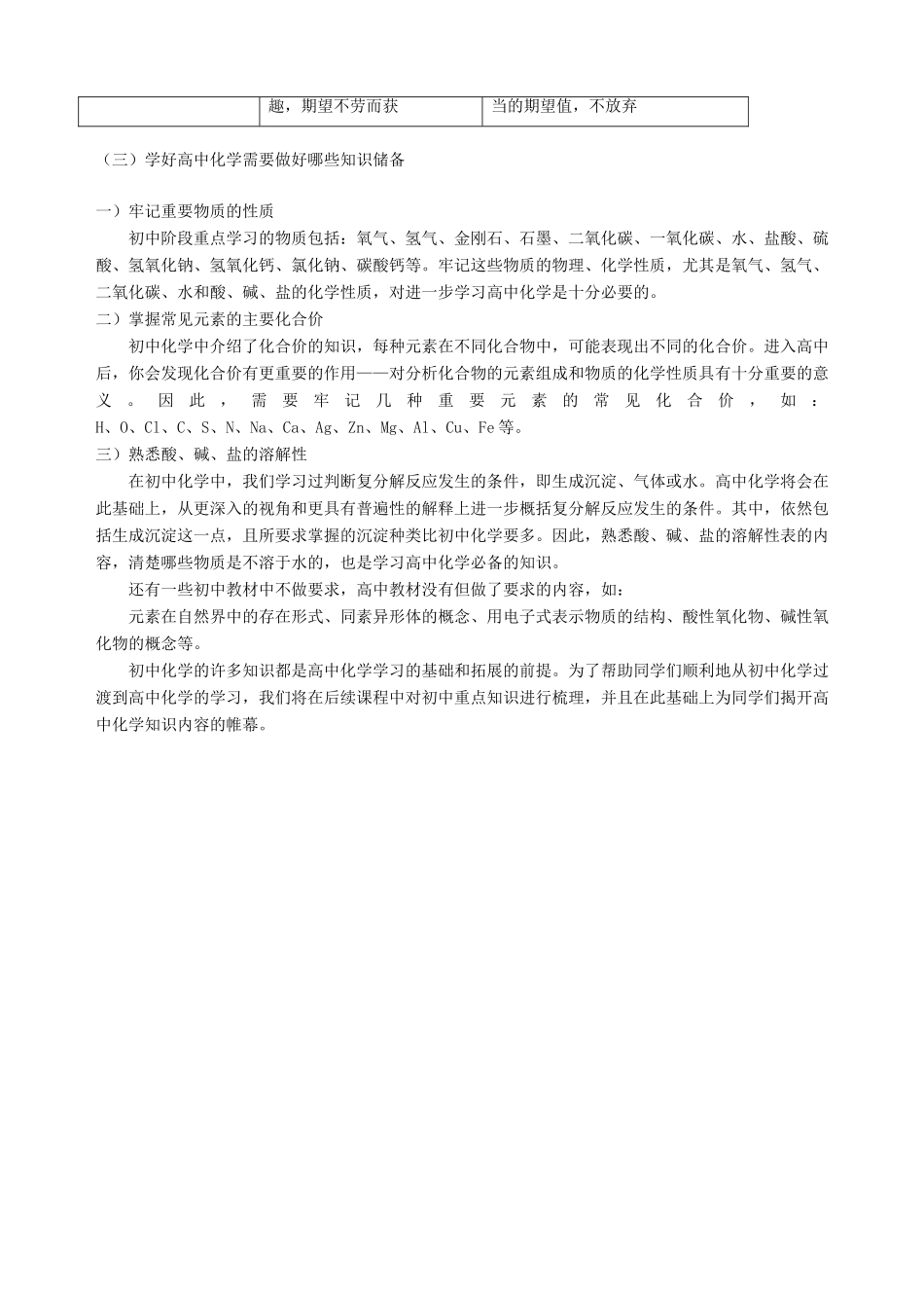 高一化学 初升高化学衔接学法指导导学案 苏教版必修1_第3页