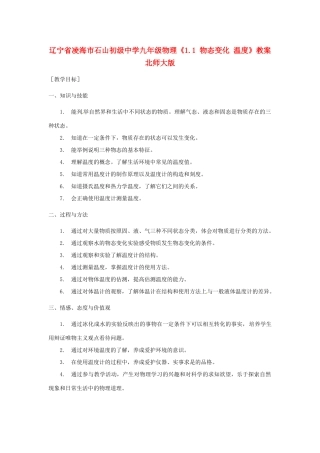 辽宁省凌海市石山初级中学九年级物理《1.1 物态变化 温度》教案 北师大版