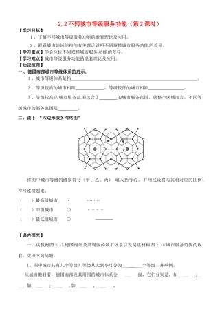 高中地理 2.2不同等级城市的服务功能（第2课时）导学案 新人教版必修2-新人教版高一必修2地理学案