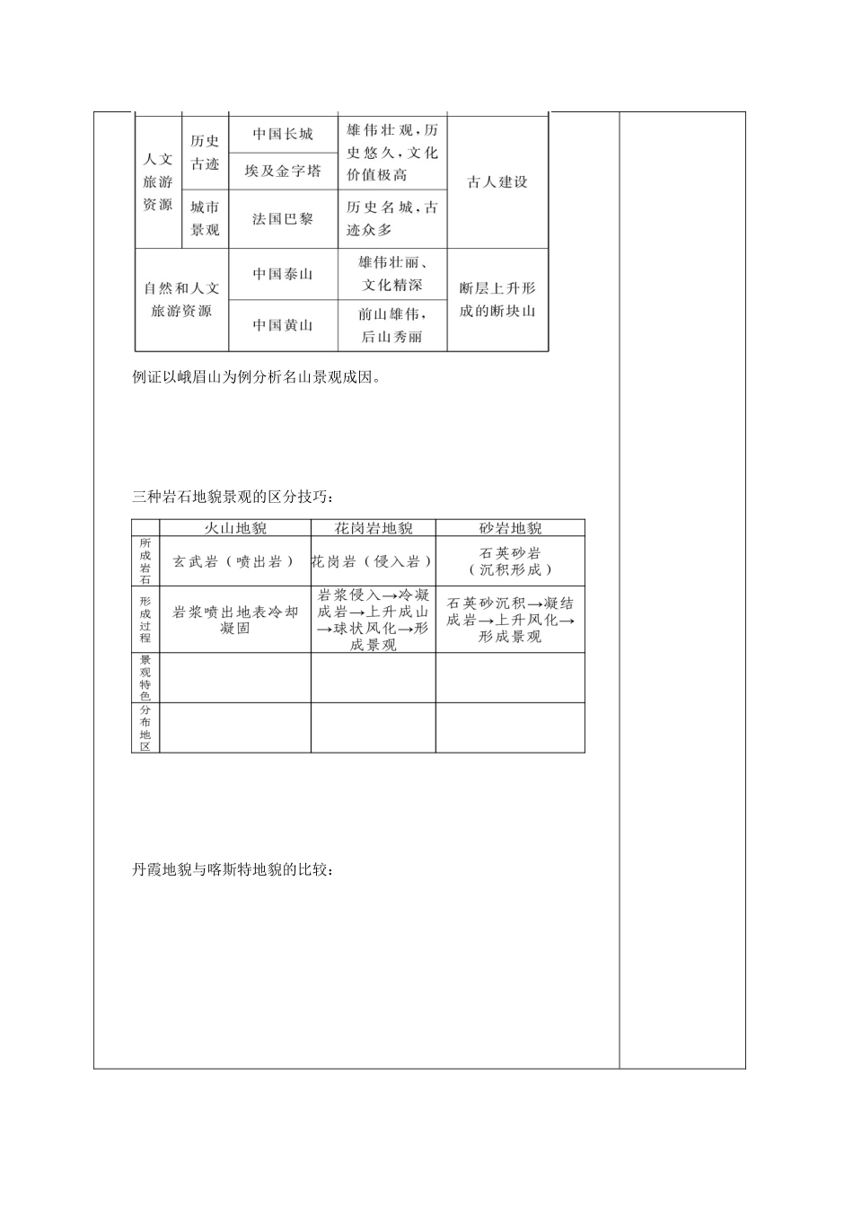 高考地理一轮复习 旅游景观的观赏学案（无答案）-人教版高三全册地理学案_第2页