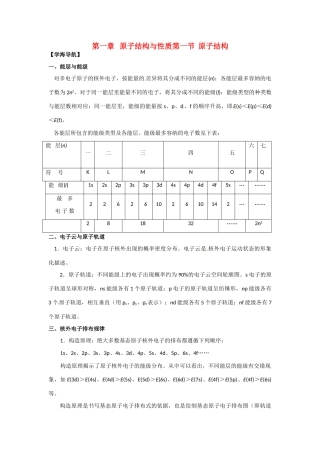 高中化学 1.1《原子结构》学案 新人教版选修3