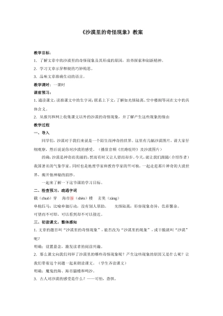《沙漠里的奇怪现象》教案
