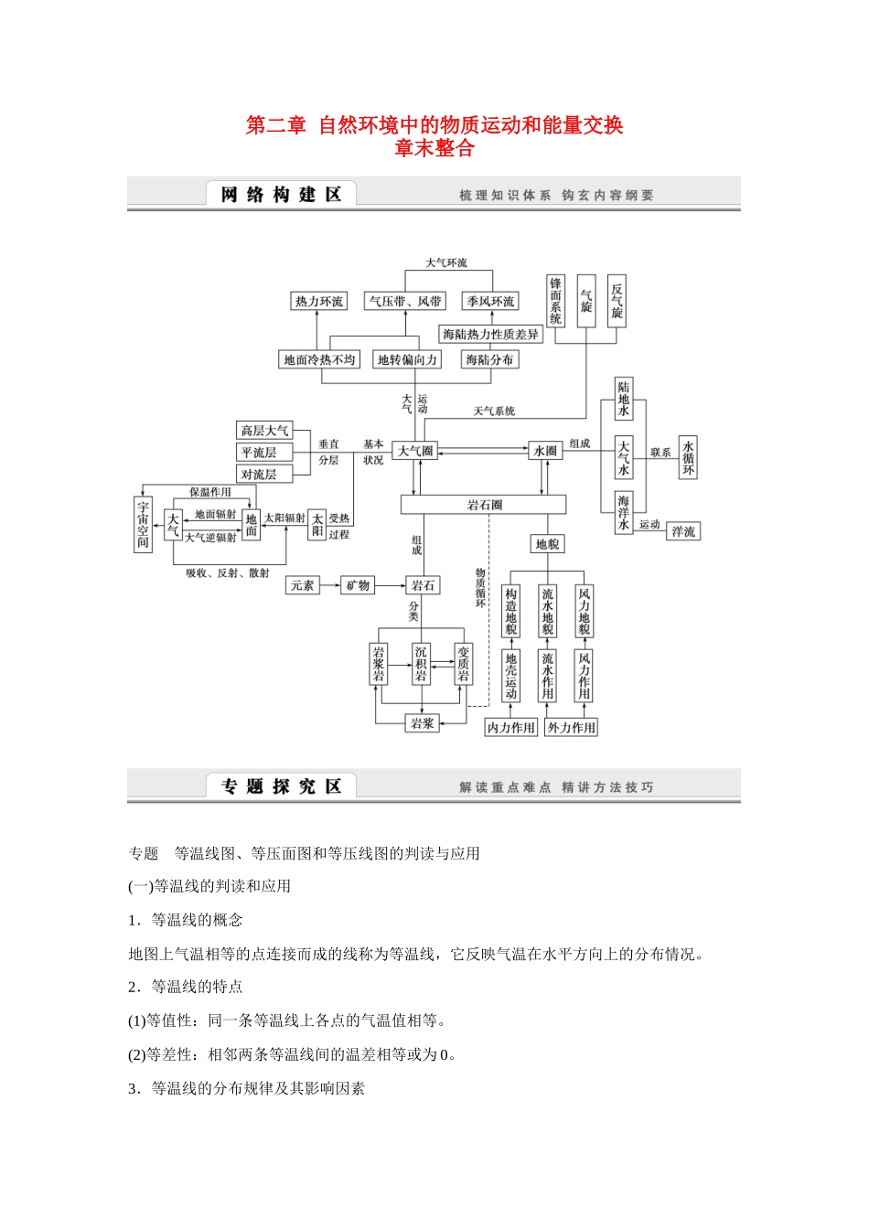 高中地理 第2章《自然环境中的物质运动和能量交换》章末整合导学案 湘教版必修1-湘教版高一必修1地理学案_第1页