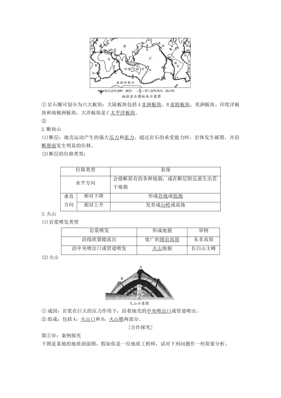 高中地理 第四章 地表形态的塑造 第二节 山地的形成学案 新人教版必修3-新人教版高一必修3地理学案_第2页