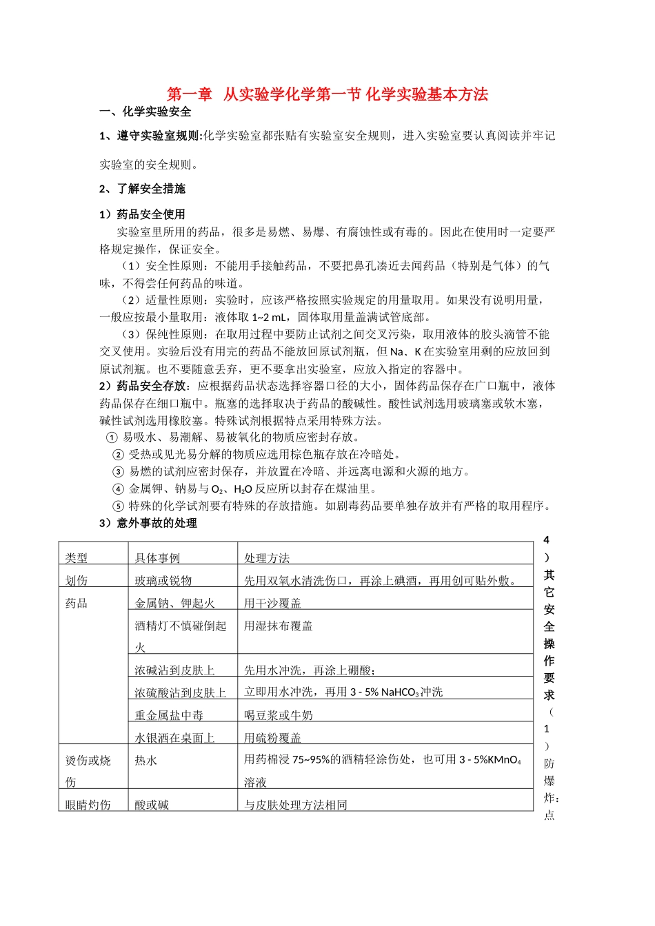 高中化学 第一章第一节化学实验基本方法学案2 新人教版必修1_第1页