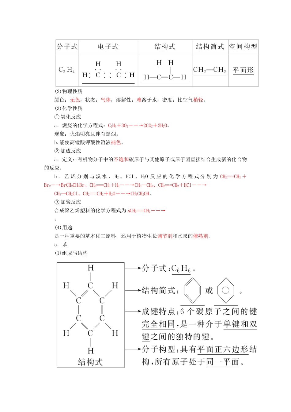 高考化学一轮复习 第10章 有机化合物 第1节 甲烷、乙烯、苯 煤、石油、天然气的综合利用学案-人教版高三全册化学学案_第3页