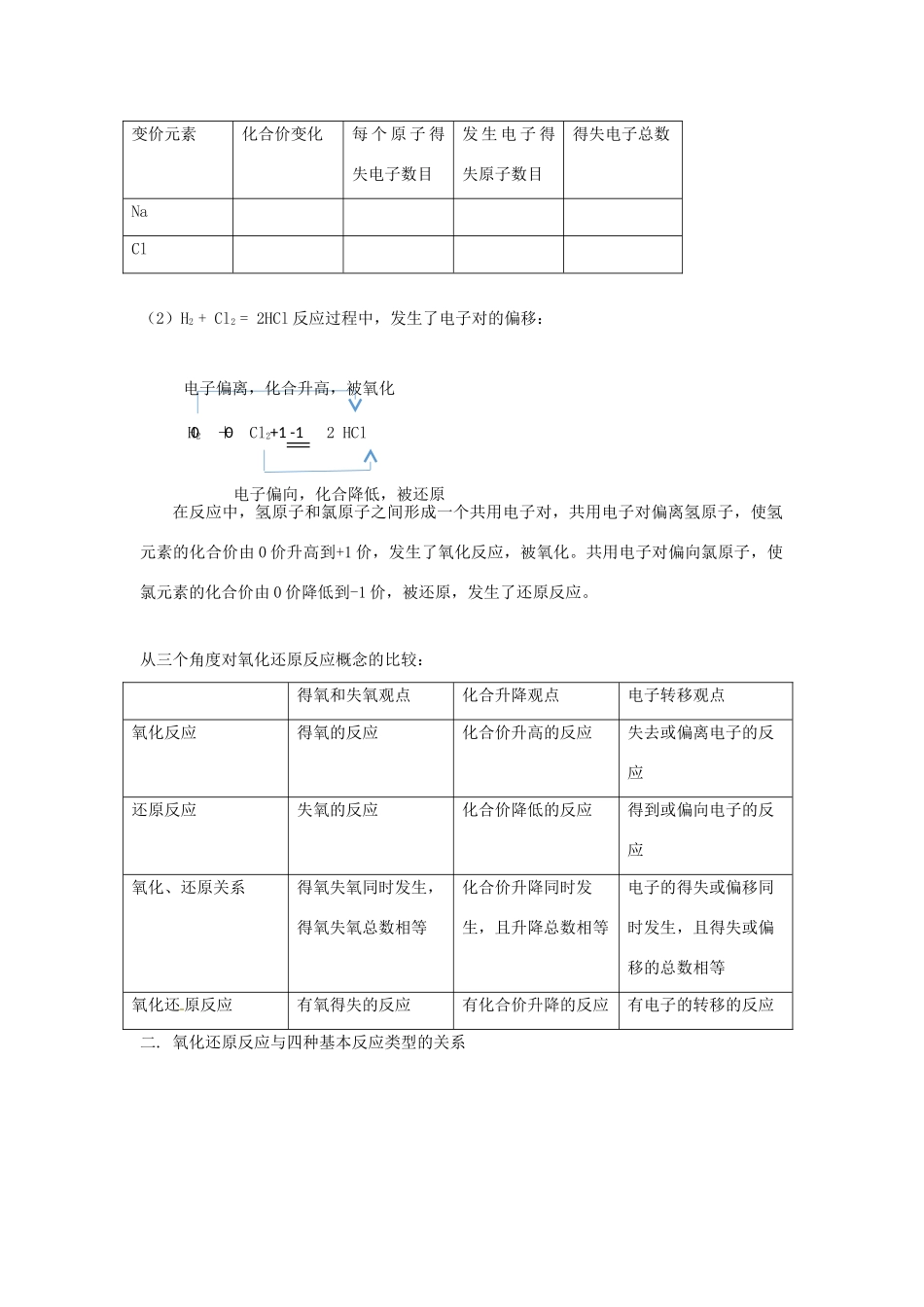 高中化学 第二章 化学物质及其变化 第三节 氧化还原反应（第1课时）氧化还原反应学案 新人教版必修1-新人教版高一必修1化学学案_第3页