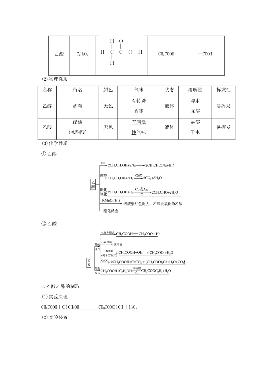 高考化学大一轮复习 第9章 有机化合物 第2讲 饮食中的有机化合物 塑料 橡胶 纤维学案 鲁科版-鲁科版高三全册化学学案_第2页
